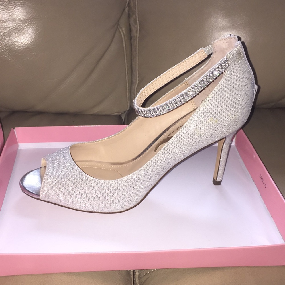 Nina Silver Sparkly Heels